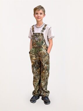 Round House Kids Mossy Oak Realtree Camo Overalls Green Brown Hunting Outdoor